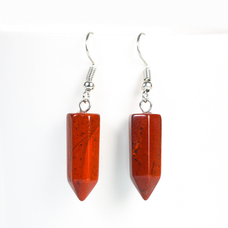 Wholesale Natural Cute Crystal Hexagonal Prism Earrings